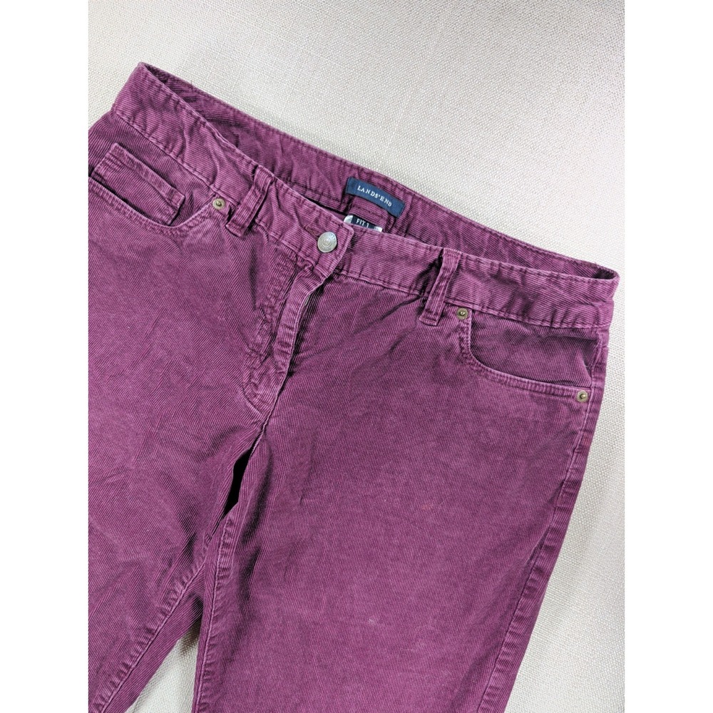 Lands' End Corduroy Pants Womens Size 10 Fit 1 Purple Straight Stretch Casual